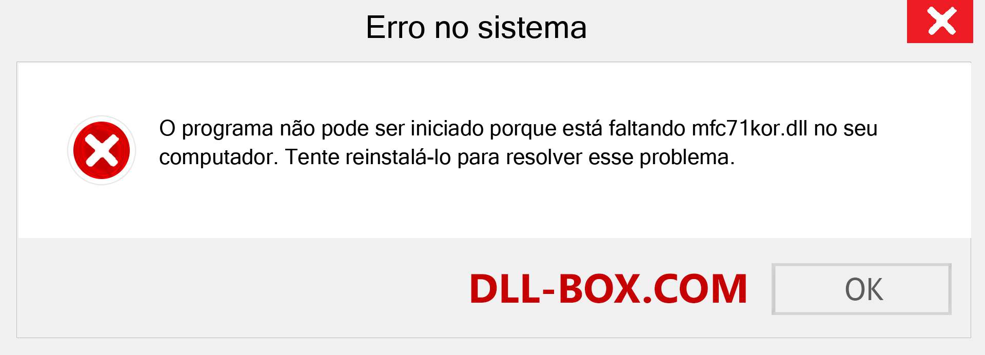 Arquivo mfc71kor.dll ausente ?. Download para Windows 7, 8, 10 - Correção de erro ausente mfc71kor dll no Windows, fotos, imagens